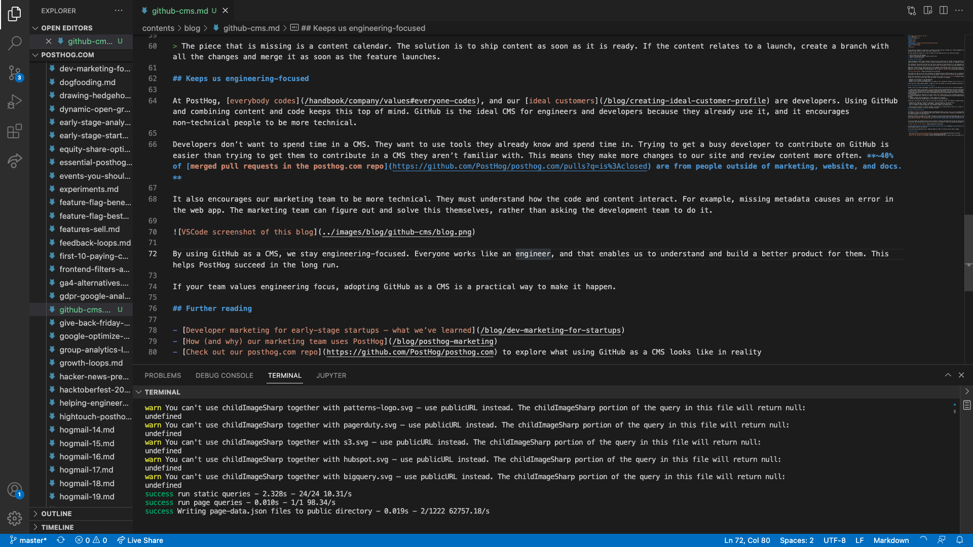 VSCode screenshot of this blog