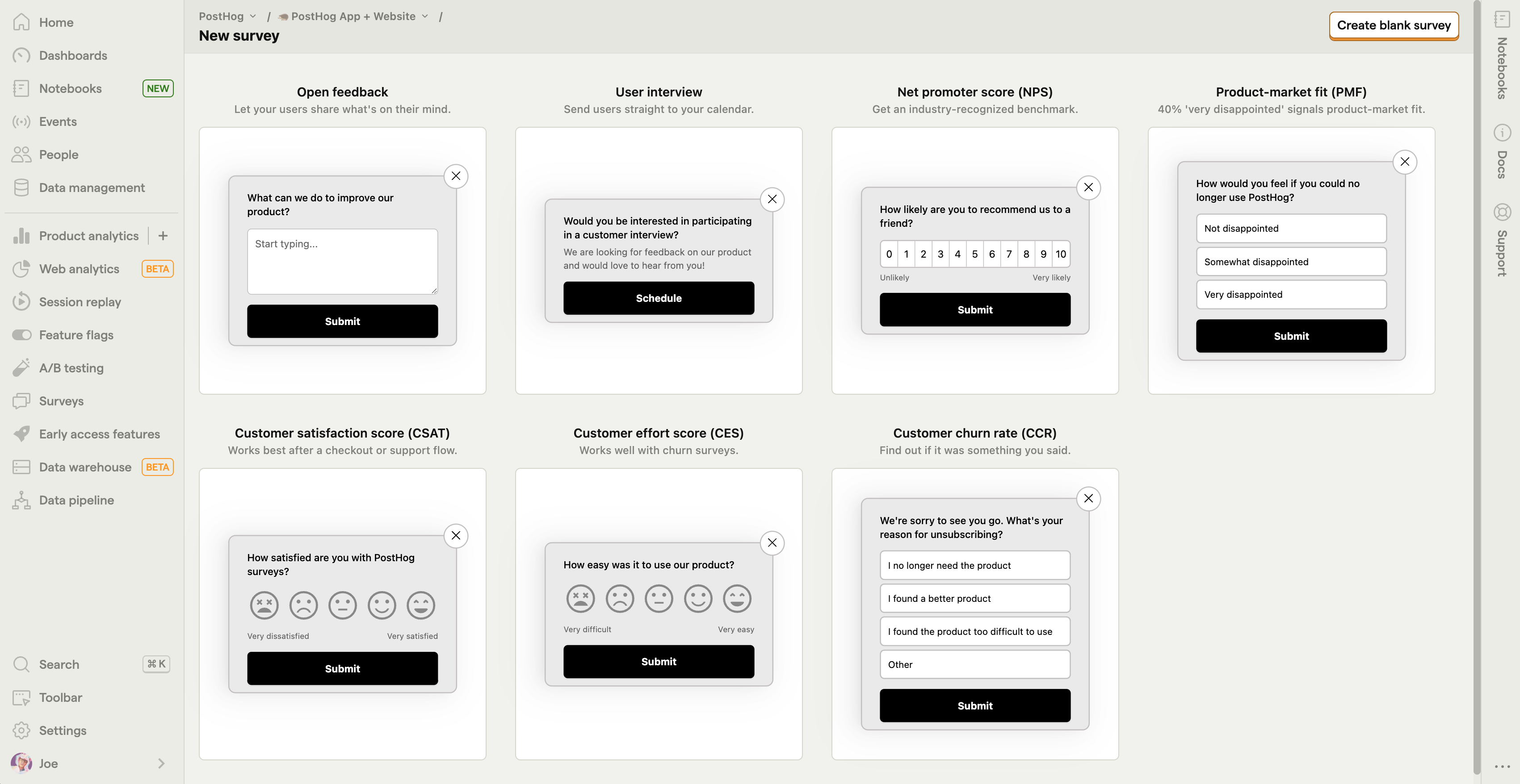 PostHog surveys