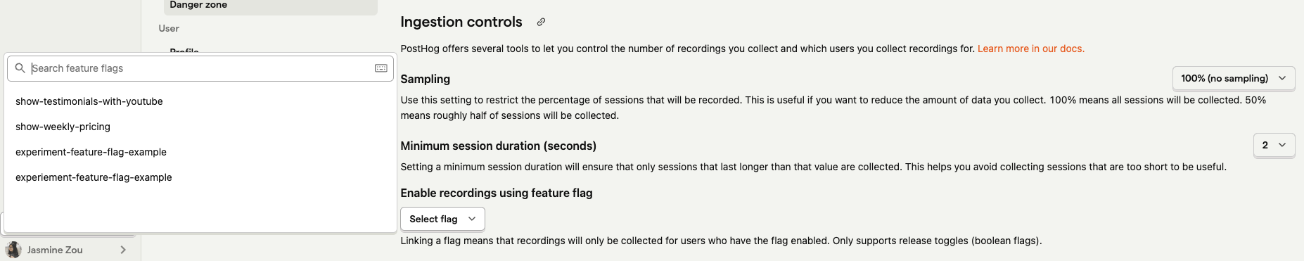 Choosing a flag to enable recordings